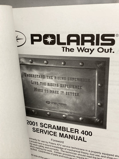 NEW GENUINE POLARIS 9917126 SCRAMBLER 400 2X4 SERVICE MANUAL 2001