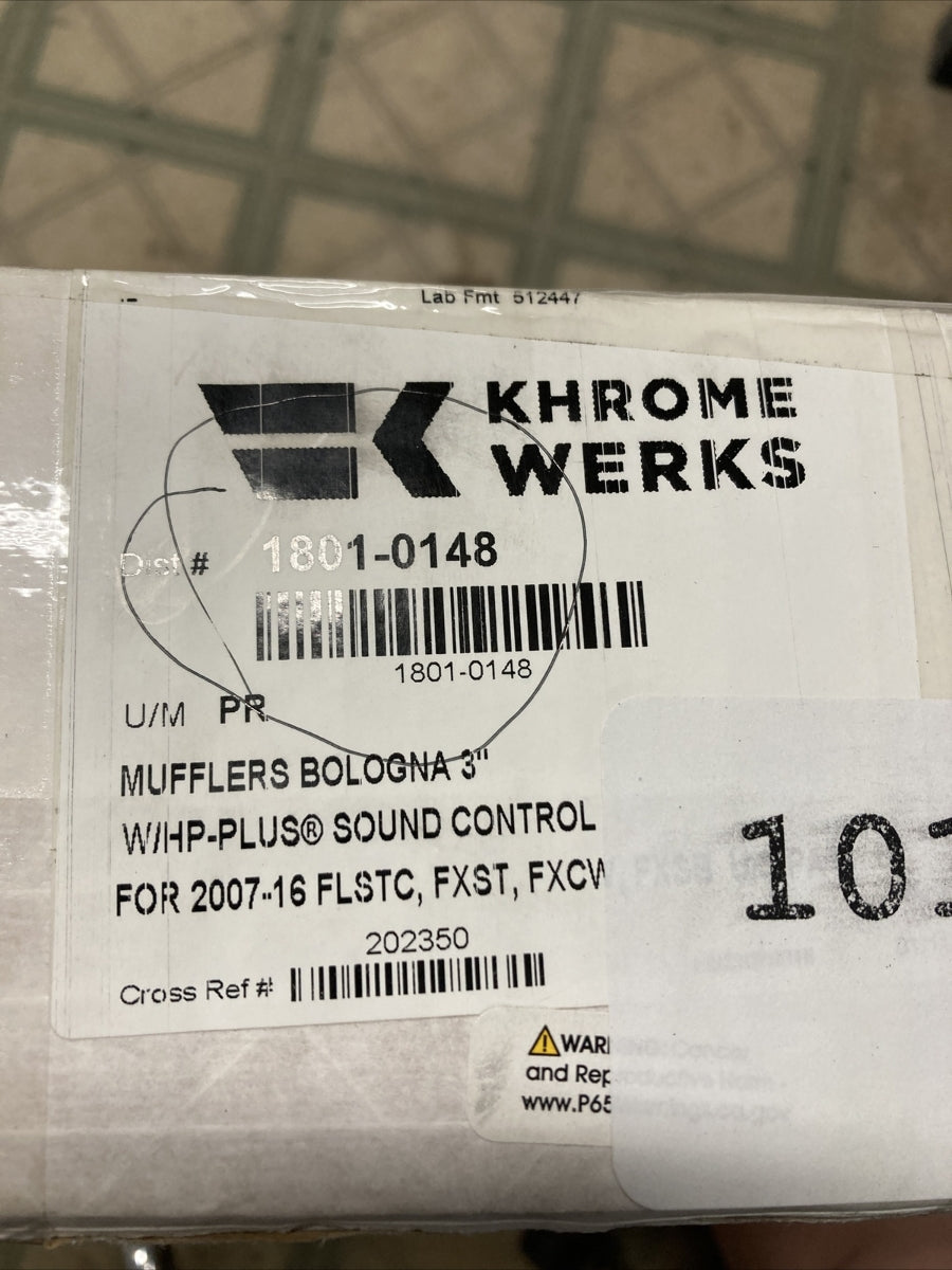 NEW GENUINE KHROMEWERKS 1801-0148 3" SLASH CUT CHROME MUFFLER