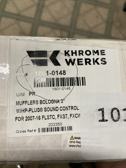 NEW GENUINE KHROMEWERKS 1801-0148 3" SLASH CUT CHROME MUFFLER