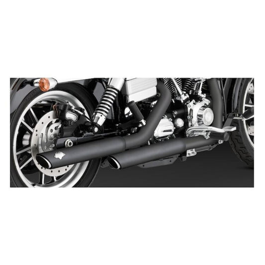 NEW GENUINE VANCE & HINES 16837 3" Round Twin Slash Slip-On Mufflers Harley Dyna