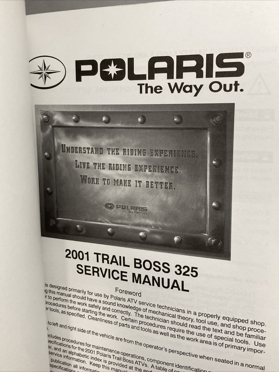 NEW GENUINE POLARIS 9916584 TRAIL BOSS 325 SERVICE MANUAL 2001