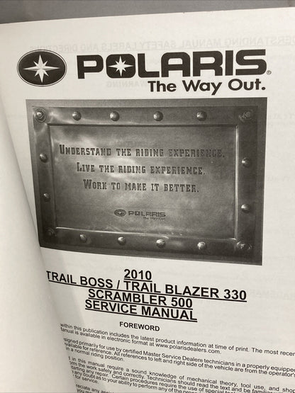 NEW GENUINE POLARIS 9922474 SCRAMBLER/TRAIL BOSS/TRAIL BLAZER SERVICE MANUAL '10