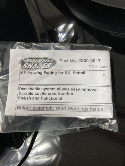 NEW Memphis Shades 2330-0017 Batwing Fairing Harley Davidson, Indian, Victory
