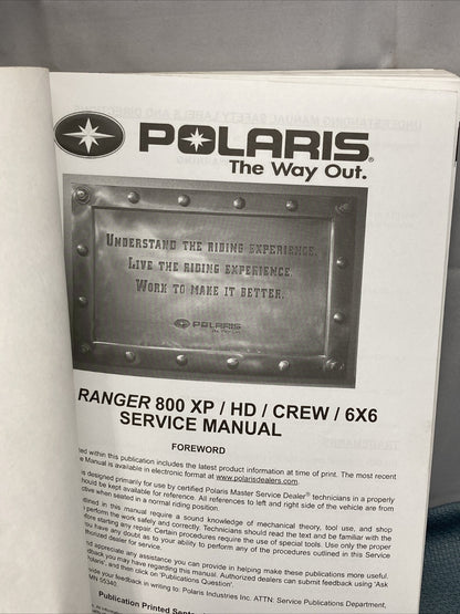 NEW GENUINE POLARIS 9923127 RANGER 800 SERVICE MANUAL 2011