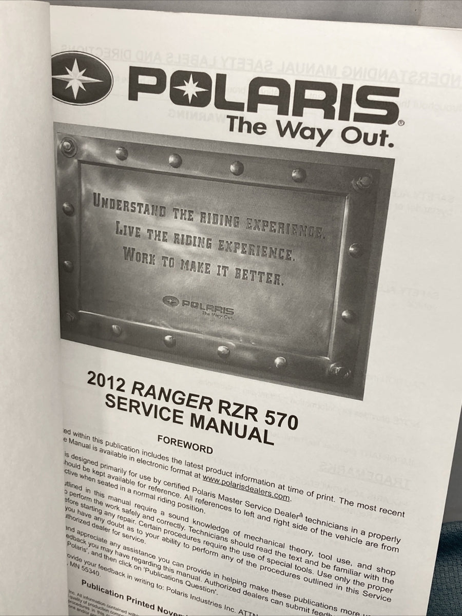 NEW GENUINE POLARIS 9923523 RANGER RZR 570 SERVICE MANUAL 2012