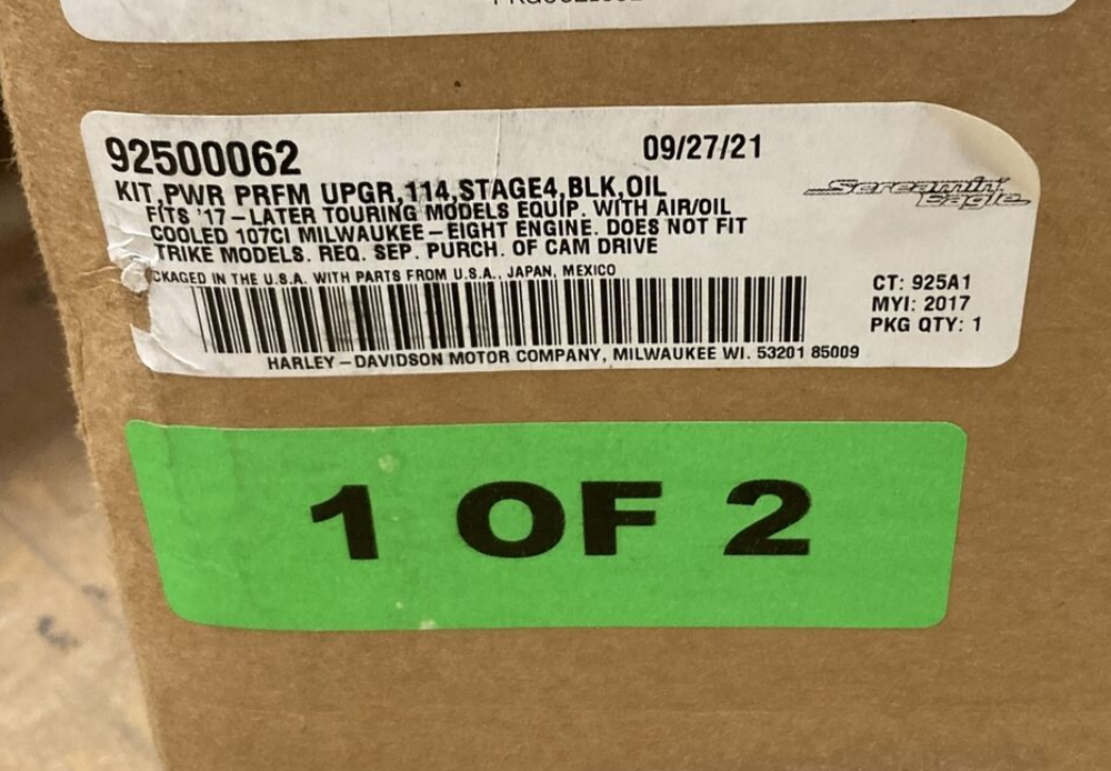 NEW GENUINE HD 92500062 SCREAMIN' EAGLE MILW-8 ENGINE STAGE IV KIT 107 TO 114CI