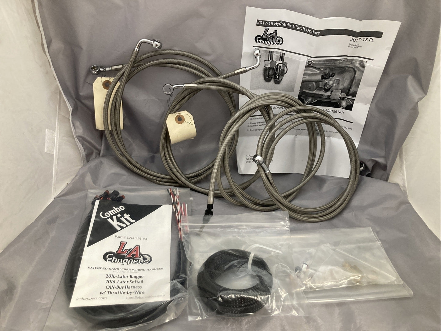 NEW LA CHOPPERS LA-8054KT2-13 Stainless Braided Handlebar and Brake Line Kit