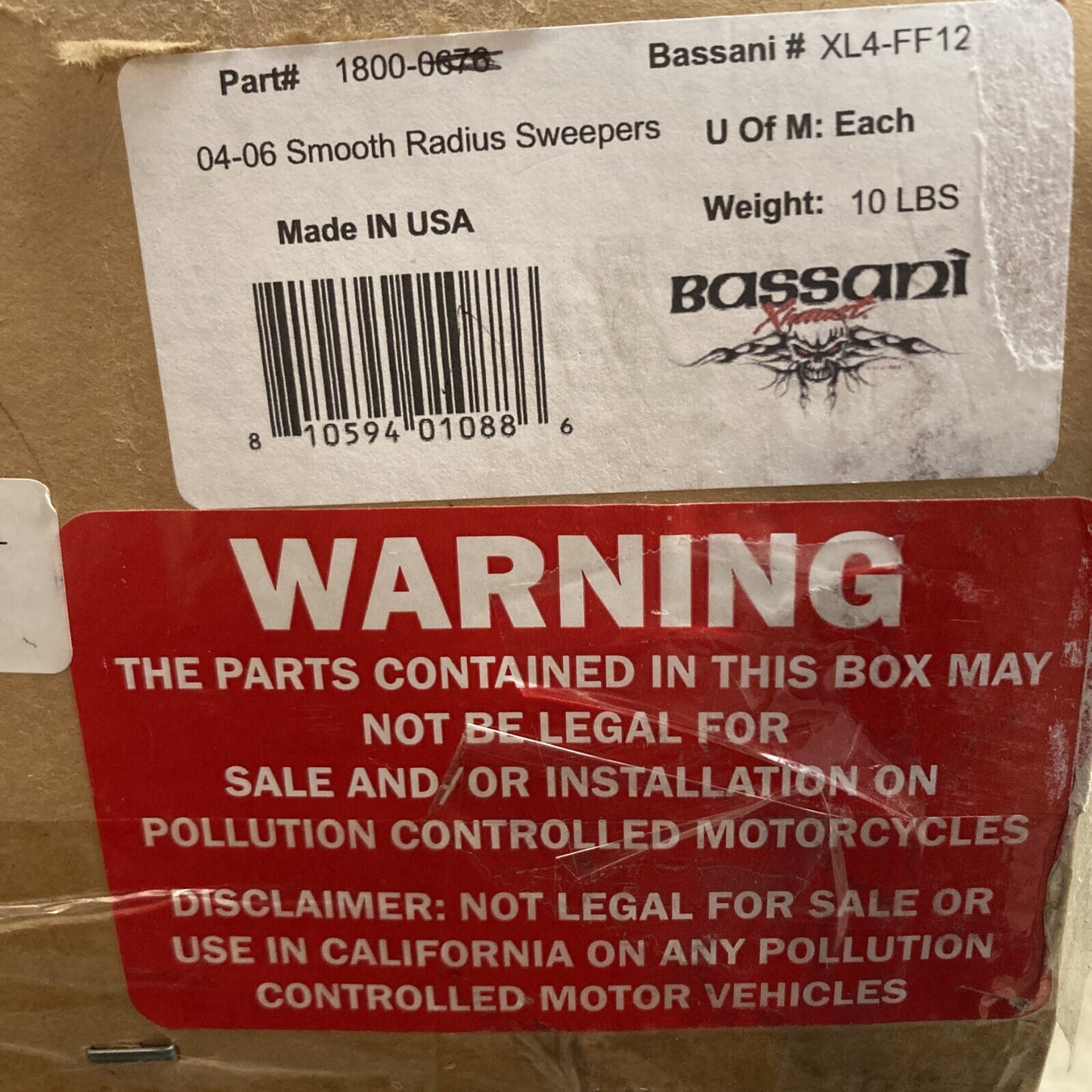 NEW BASSANI XHAUST XL-FF12 Radial Sweepers Exhaust Harley-Davidson Sportster