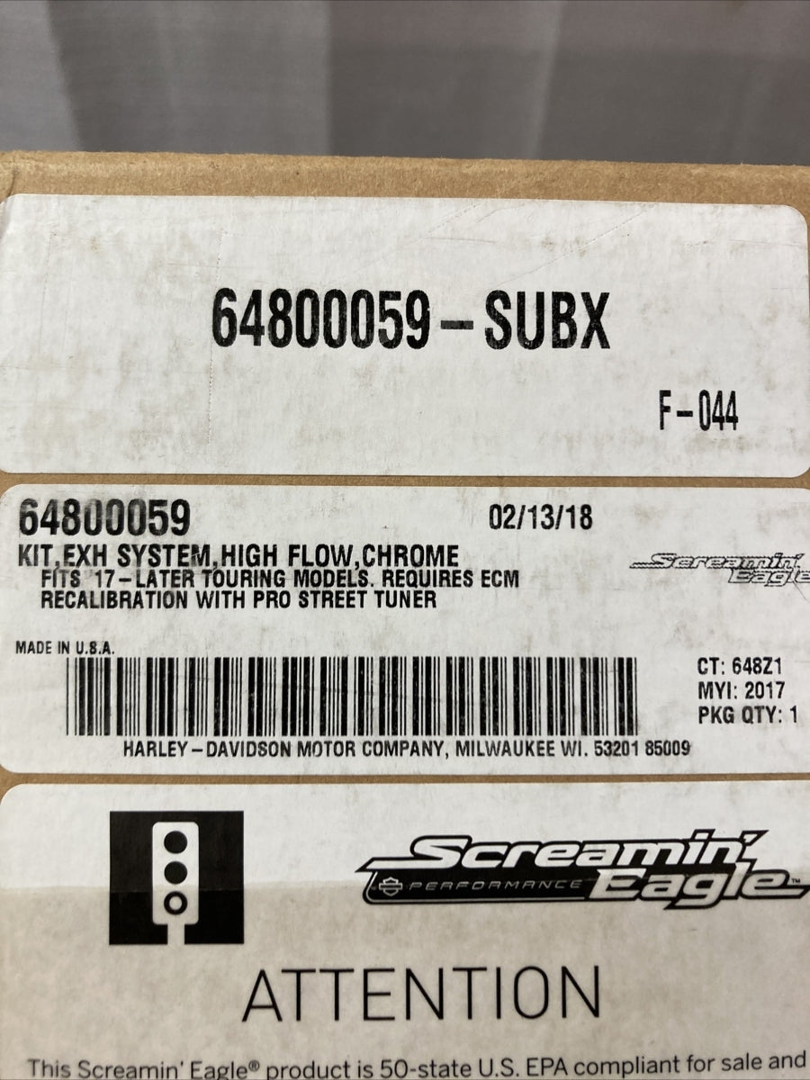 NEW Screamin' Eagle 64800059 High-Flow Exhaust System W/ Street Cannon Mufflers