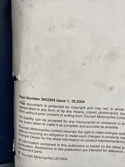 NEW TRIUMPH T3852294 ROCKET III SERVICE MANUAL ISSUE 1, 05.2004