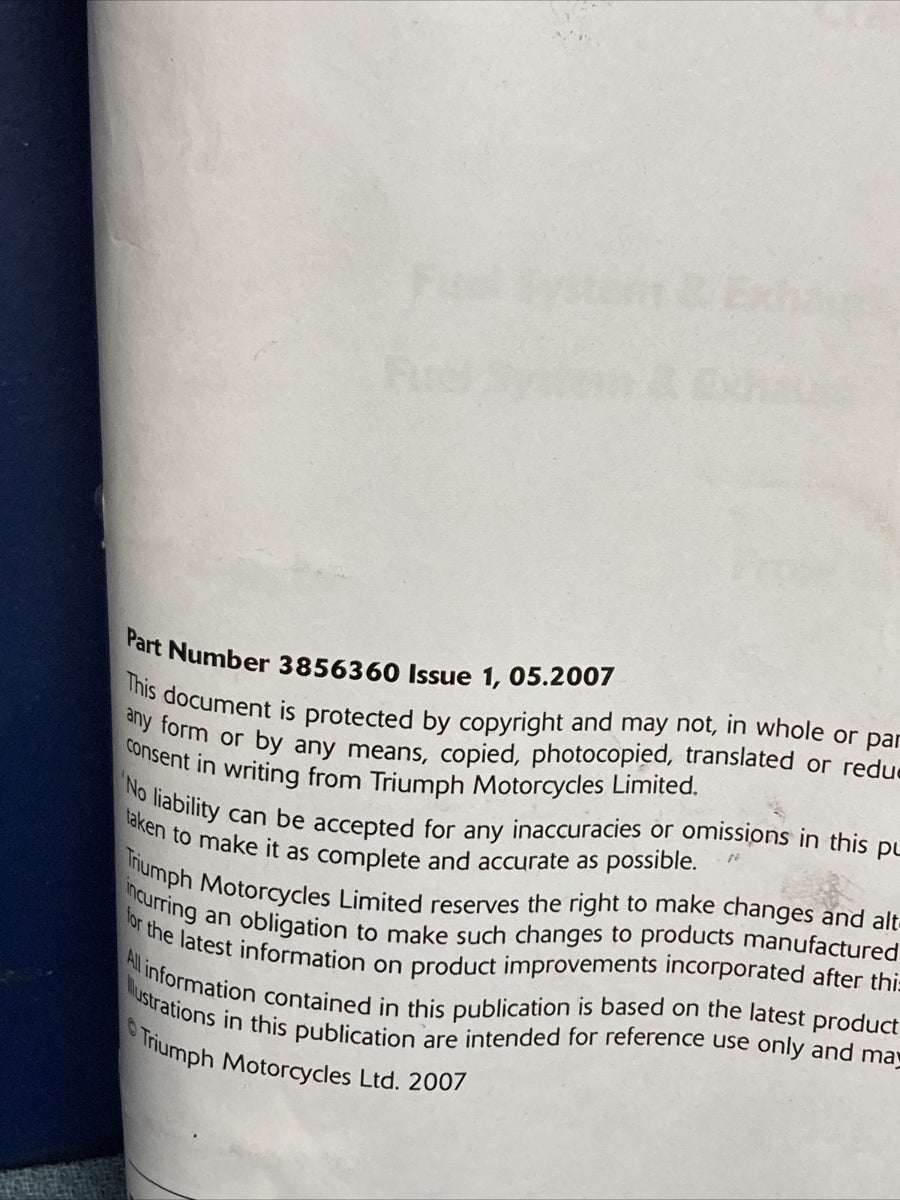 NEW TRIUMPH T3856360 AMERICA/SPEEDMASTER SERVICE MANUAL ISSUE 1, 05.2007