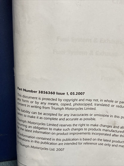 NEW TRIUMPH T3856360 AMERICA/SPEEDMASTER SERVICE MANUAL ISSUE 1, 05.2007