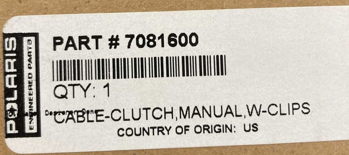 NEW GENUINE VICTORY/POLARIS 7081600 CABLE-CLUTCH, MANUAL, W-CLIPS