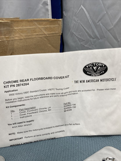 NEW GENUINE VICTORY/POLARIS 2874354 CHORME REAR FLOORBOARD COVER KIT
