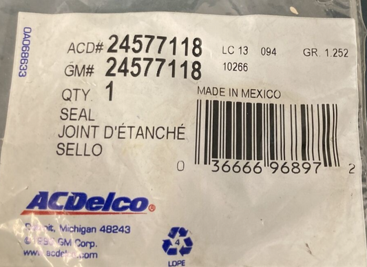 NEW ACDELCO/GM 24577118 SEAL, ENGINE COOLANT THERMOSTAT 1993-2007 GR 1.252