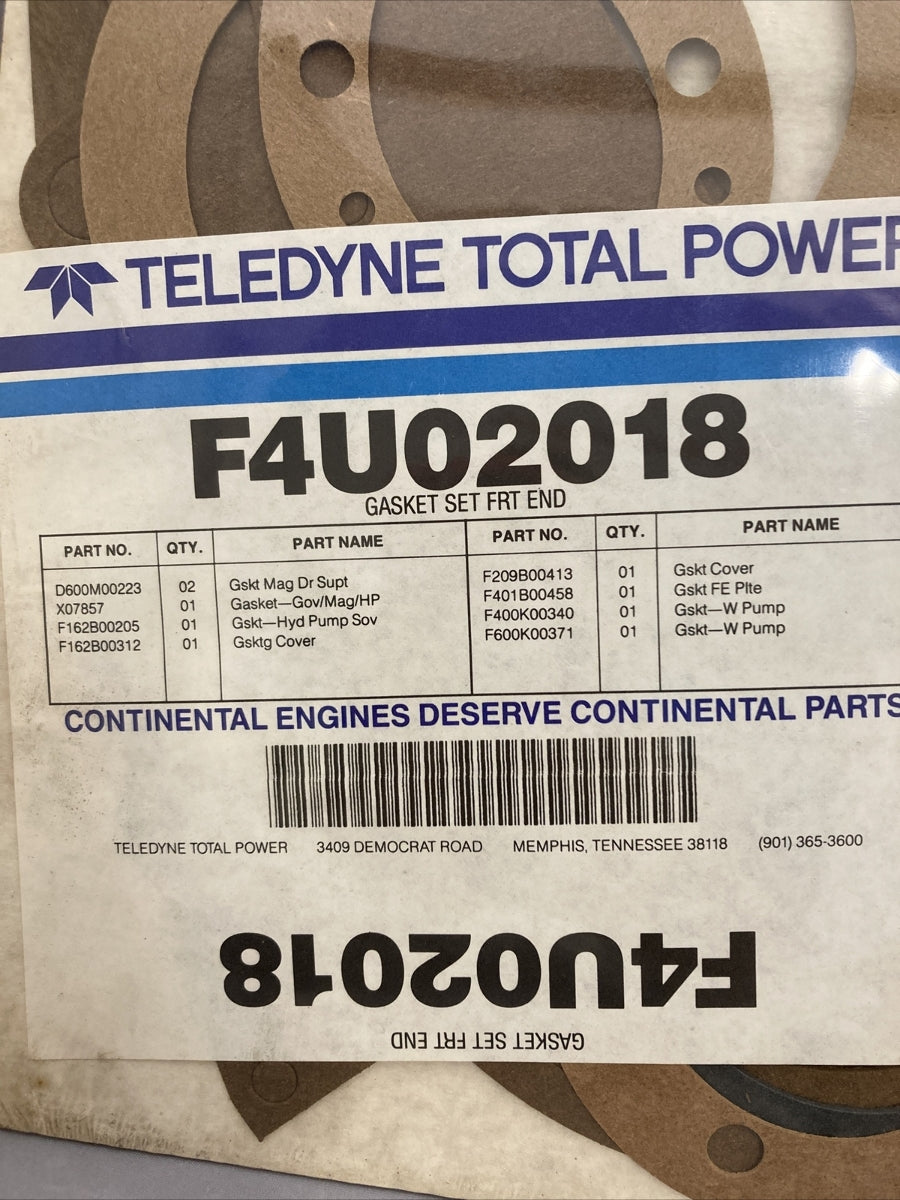 NEW TELEDYNE TOTAL POWER F4U02018 GASKET SET FRONT END
