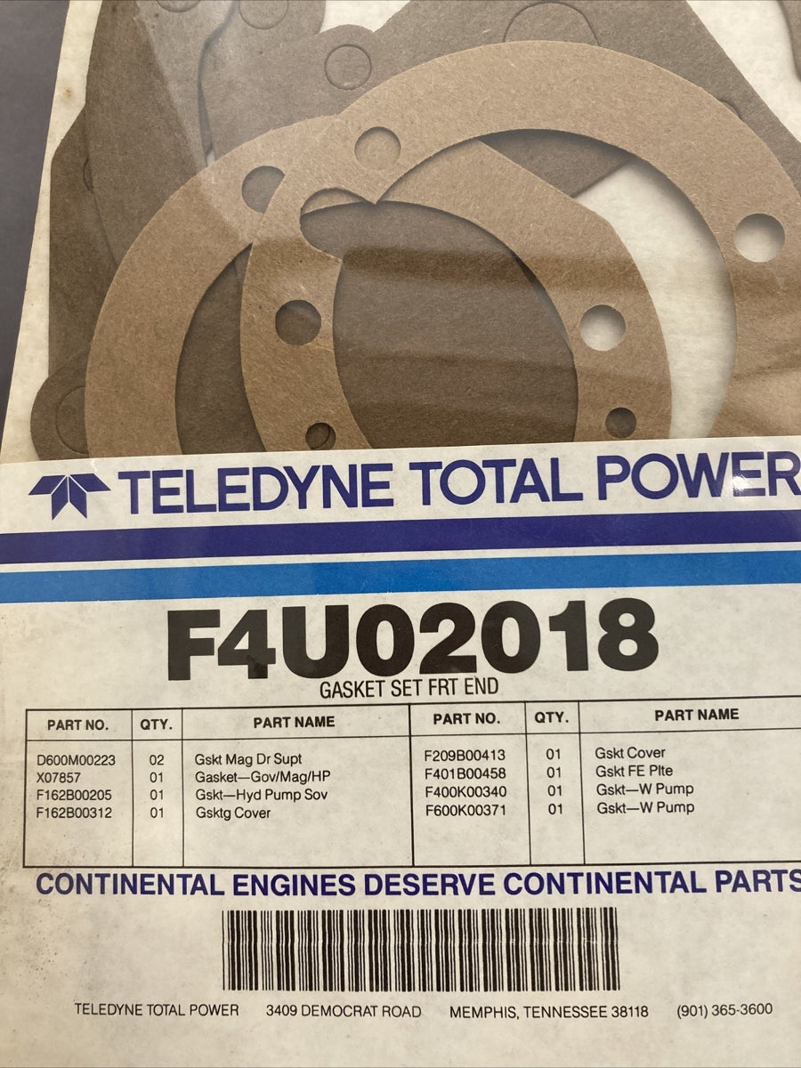 NEW TELEDYNE TOTAL POWER F4U02018 GASKET SET FRONT END
