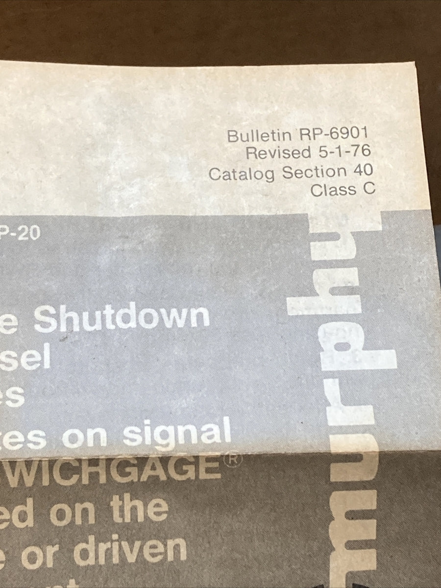 NEW MURPHY RP75-12 RACK PULLER 12 V.D.C. CHAIN FOR DIESEL ENGINES