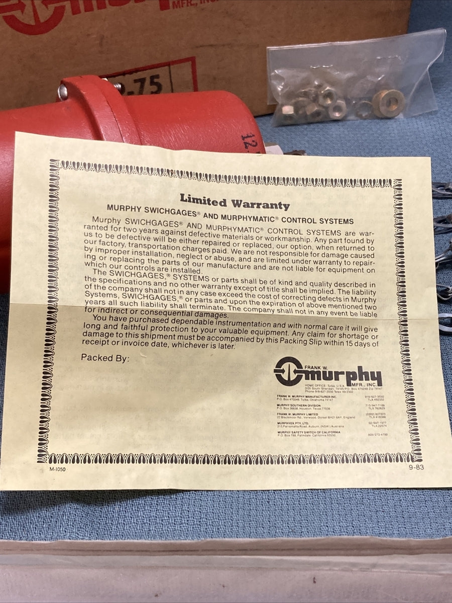 NEW MURPHY RP75-12 RACK PULLER 12 V.D.C. CHAIN FOR DIESEL ENGINES