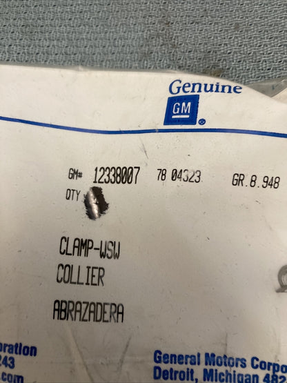 NEW GENUINE GM 12338007 CLAMP, WINDSHIELD WASHER NOZZLE HOSE GR 8.948