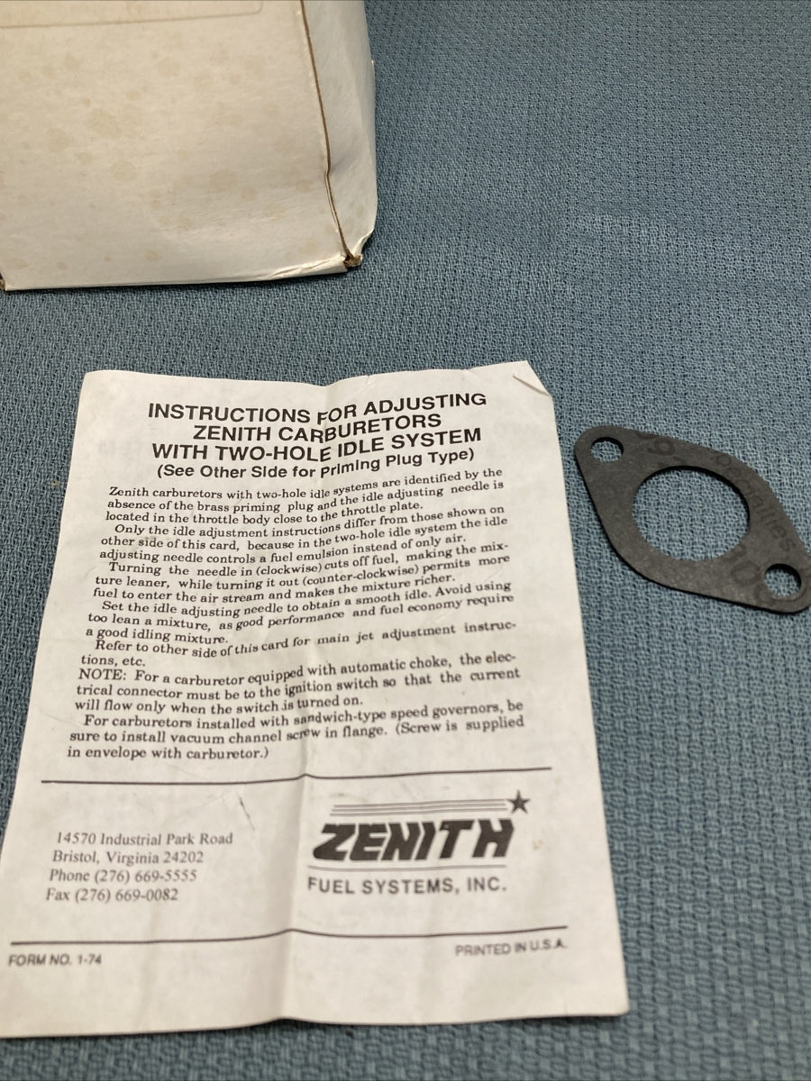 NEW WISCONSIN L51ES1 ZENITH CARBURETOR ASSEMBLY
