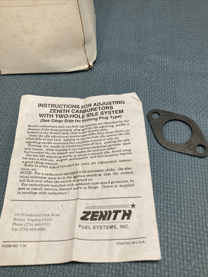 NEW WISCONSIN L51ES1 ZENITH CARBURETOR ASSEMBLY