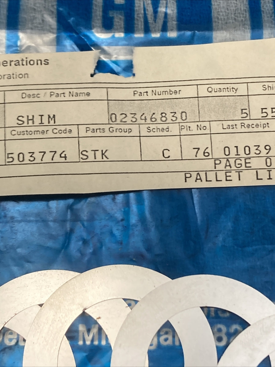 NEW GENUINE GM 02346830 SHIM KIT (5 SHIMS)