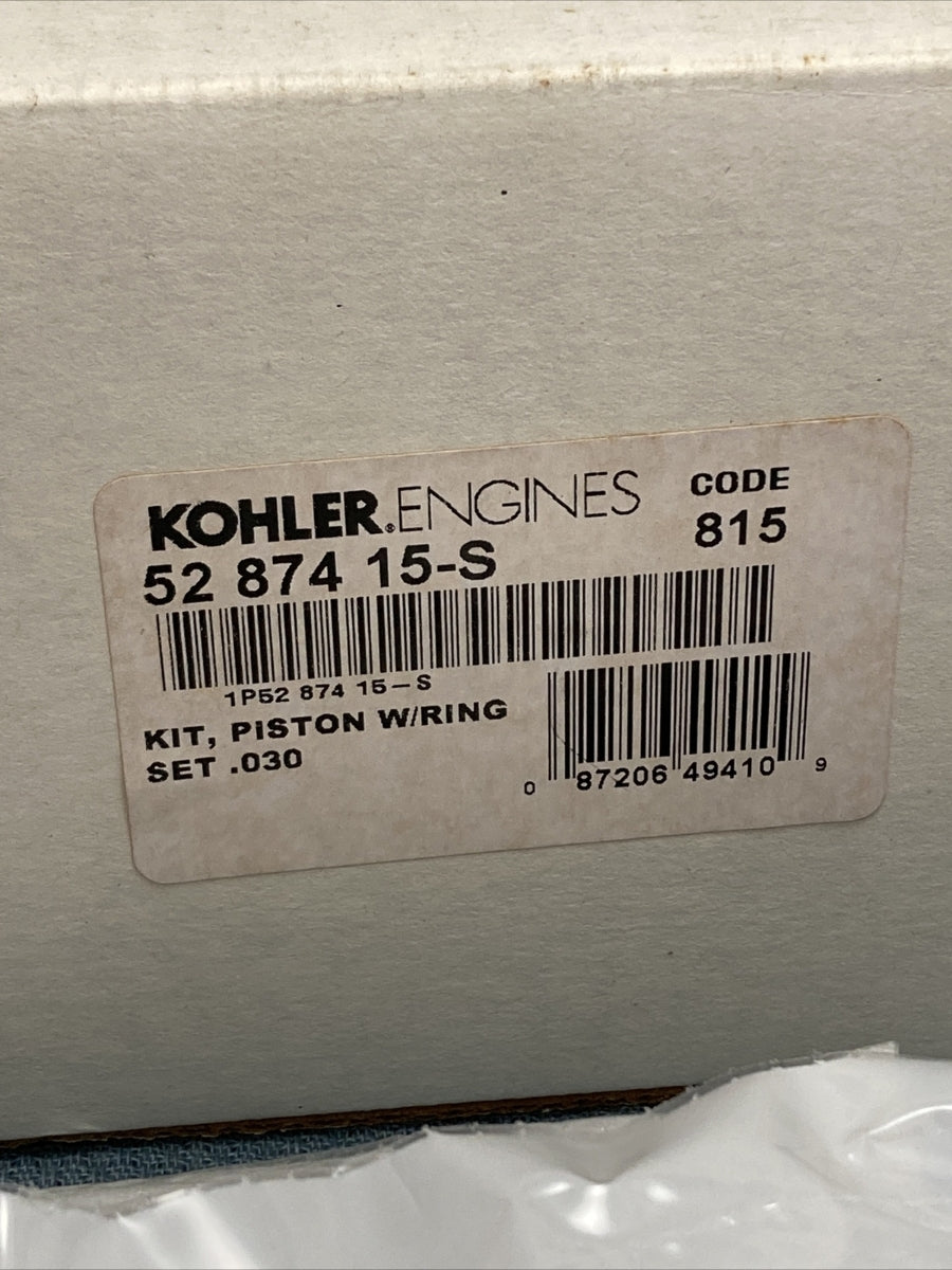 NEW GENUINE KOHLER 52 874 15-S PISTON KIT WITH RINGS