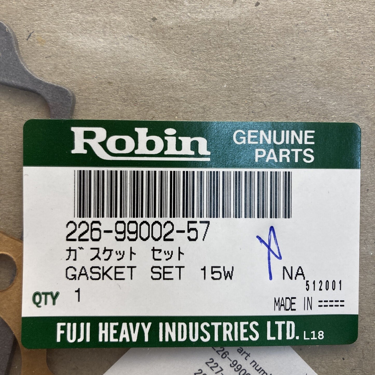 NEW GENUINE SUBARU ROBIN 226-99002-57 GASKET SET 15W