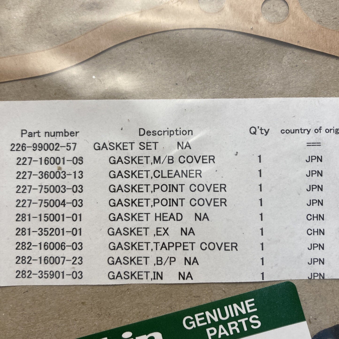 NEW GENUINE SUBARU ROBIN 226-99002-57 GASKET SET 15W