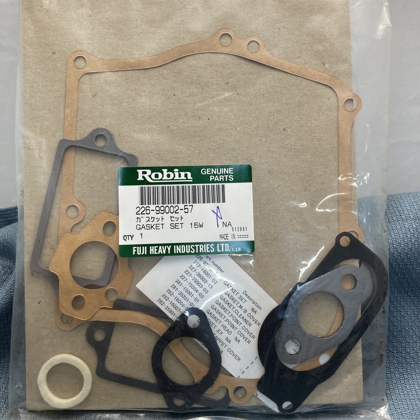 NEW GENUINE SUBARU ROBIN 226-99002-57 GASKET SET 15W