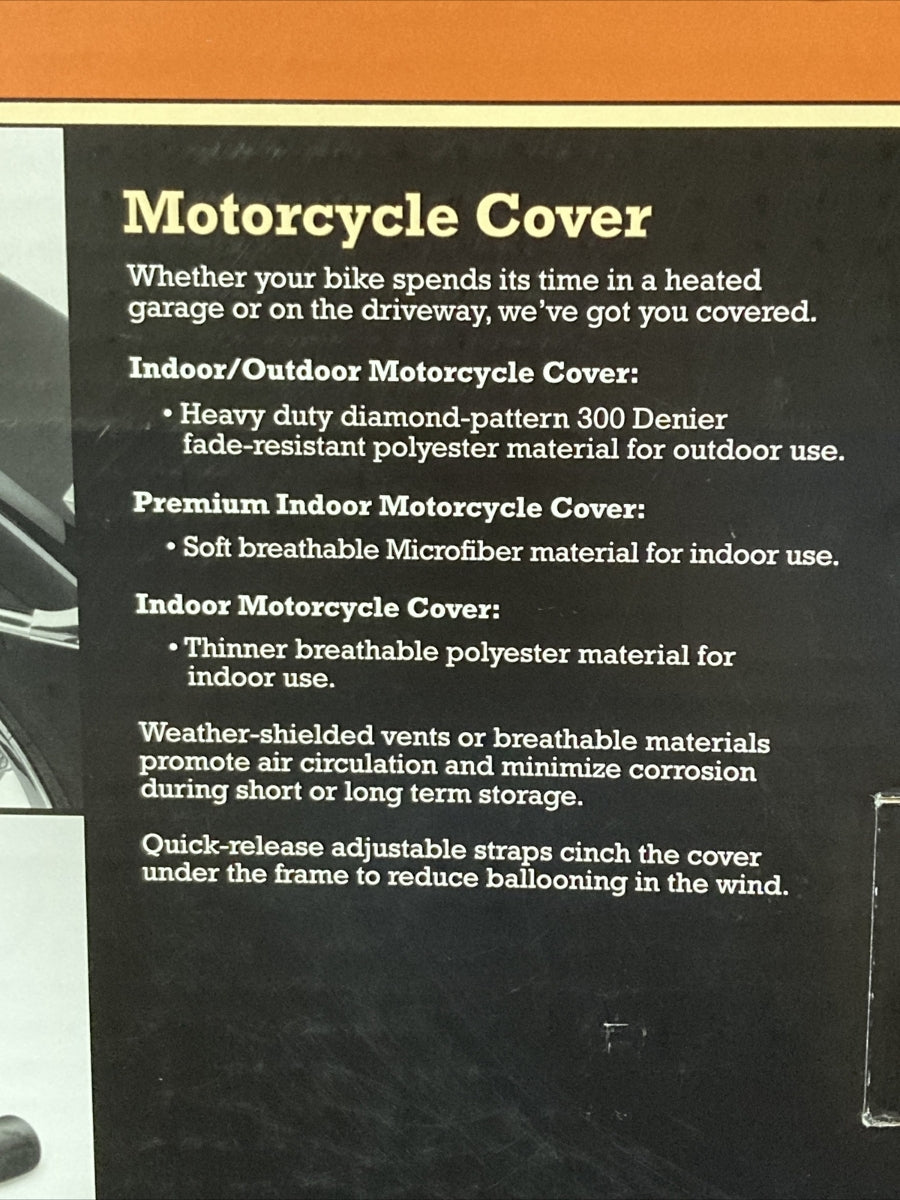 NEW GENUINE HARLEY DAVIDSON 93100041 INDOOR/OUTDOOR MOTORCYCLE COVER, BLACK