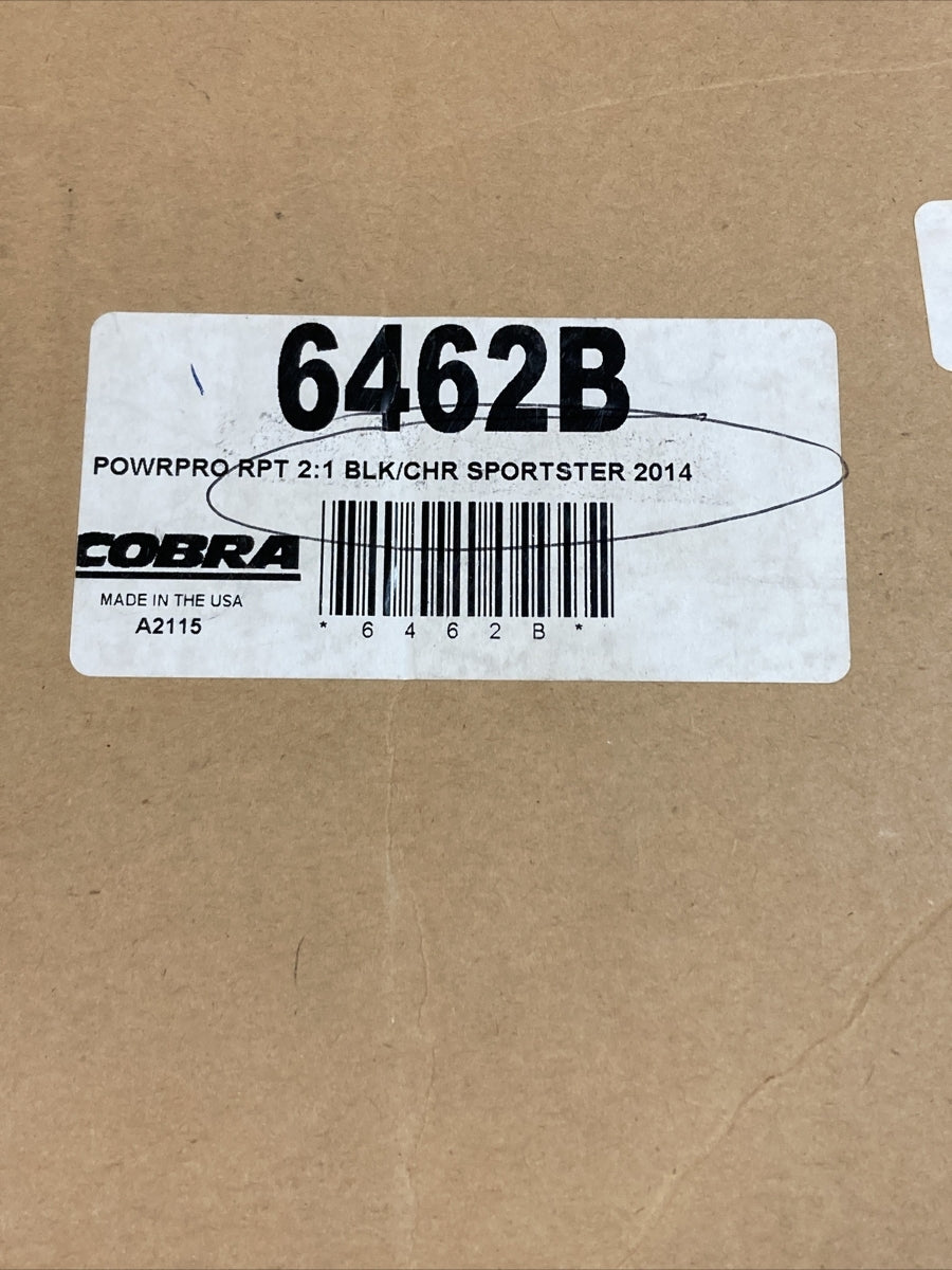 NEW COBRA 6462B POWRPRO 2:1 BLK/CHR EXHAUST SYSTEM FOR HARLEY DAVIDSON SPORTSTER