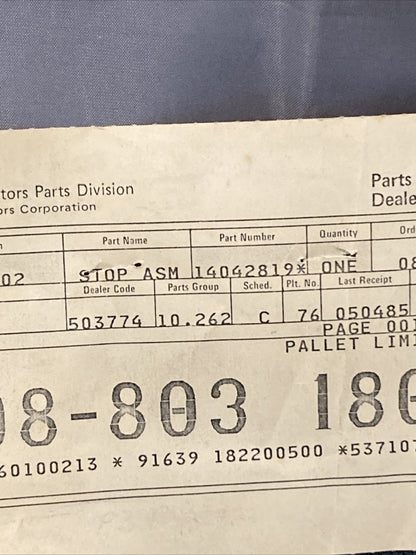 NEW GENUINE GM 14042819 STOP, INSTRUMENT PANEL COMPARTMENT DOOR GR 10.262