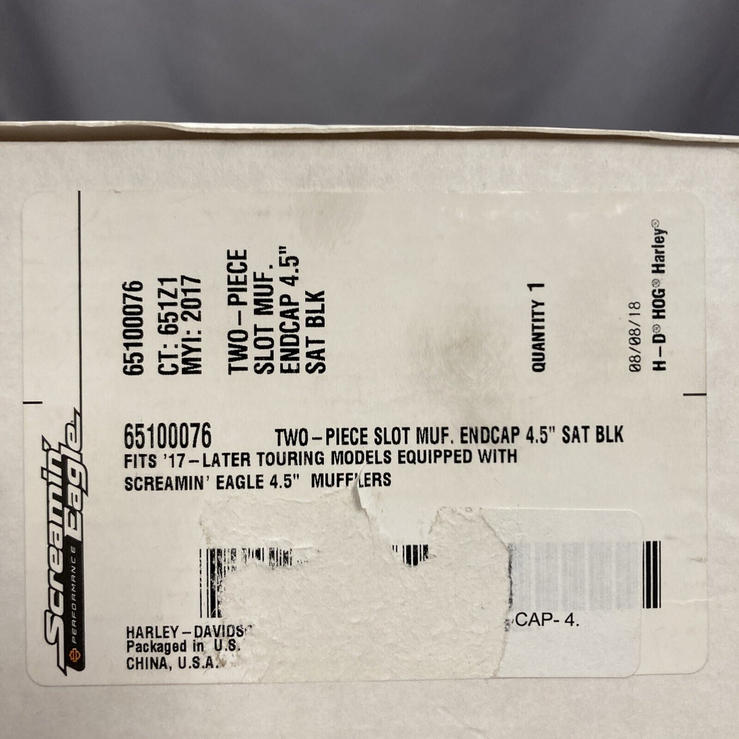 NEW GENUINE HARLEY DAVIDSON SCREAMING EAGLE 65100076 Two-Piece 4.5 in. End Caps