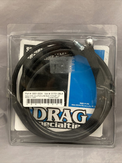 NEW DRAG SPECIALTIES 0661-0024 HYD CLUTCH LINE STAINLESS BLACK +2" FLRT