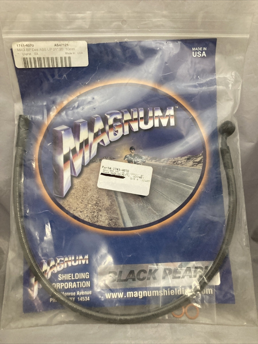 NEW MAGNUM 1714-4070 FRONT BRAKE LINE 21" 35 DEGREE 10mm BLACK PEARL