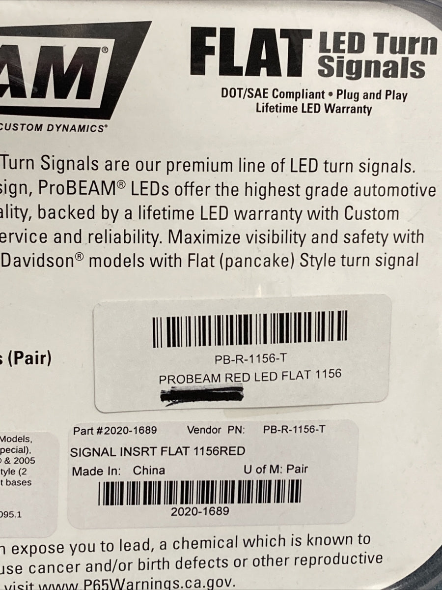 NEW PROBEAM 2020-1689 SIGNAL INSERT FLAT 1156 RED