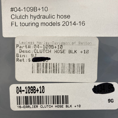 NEW LA CHOPPERS 04-109B+10 CLUTCH HYDRAULIC HOSE FL TOURING 2014-2016