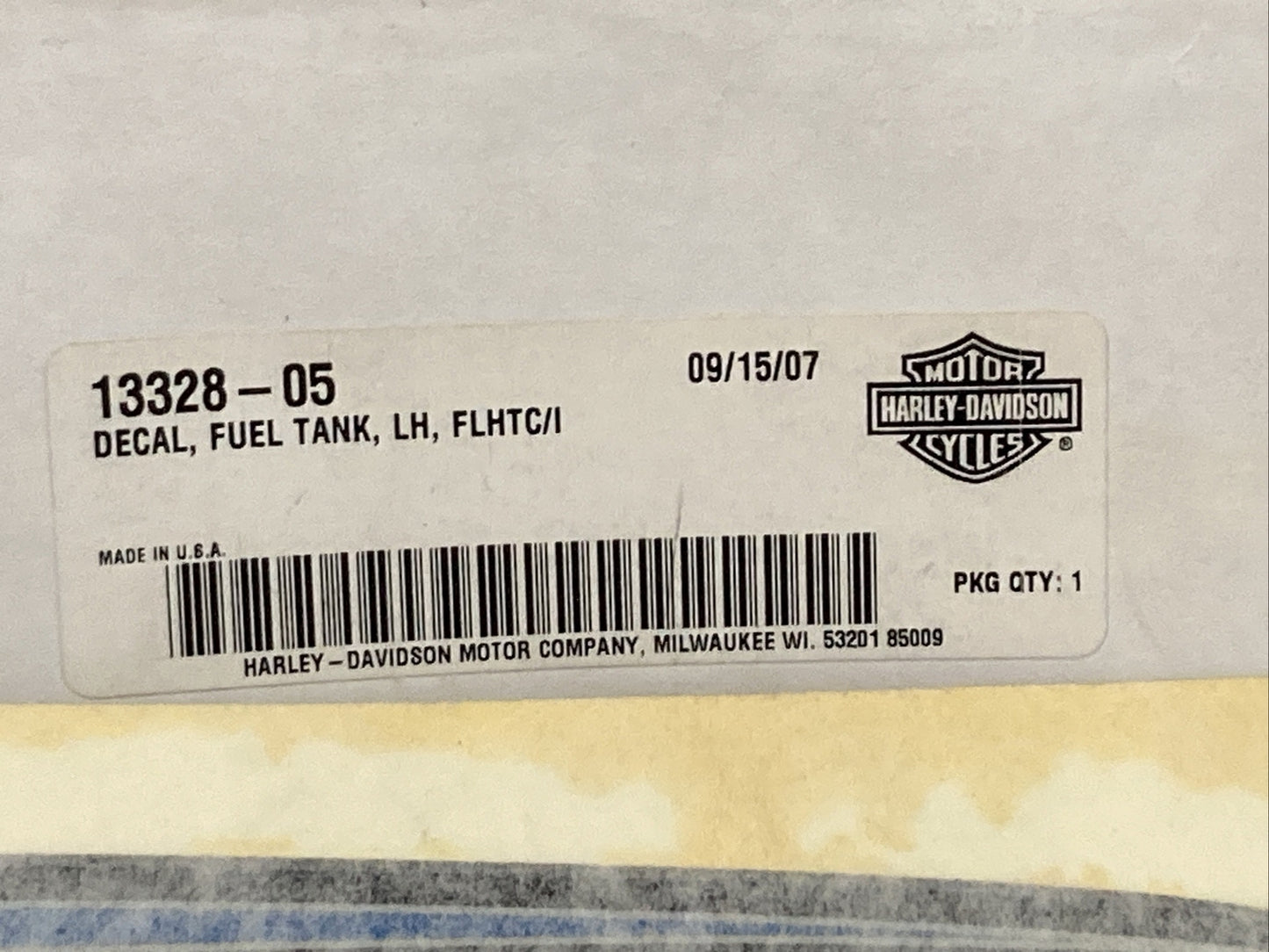 NEW GENUINE HARLEY DAVIDSON 113328-05 DECAL FUEL TANK LH FLHTC/I