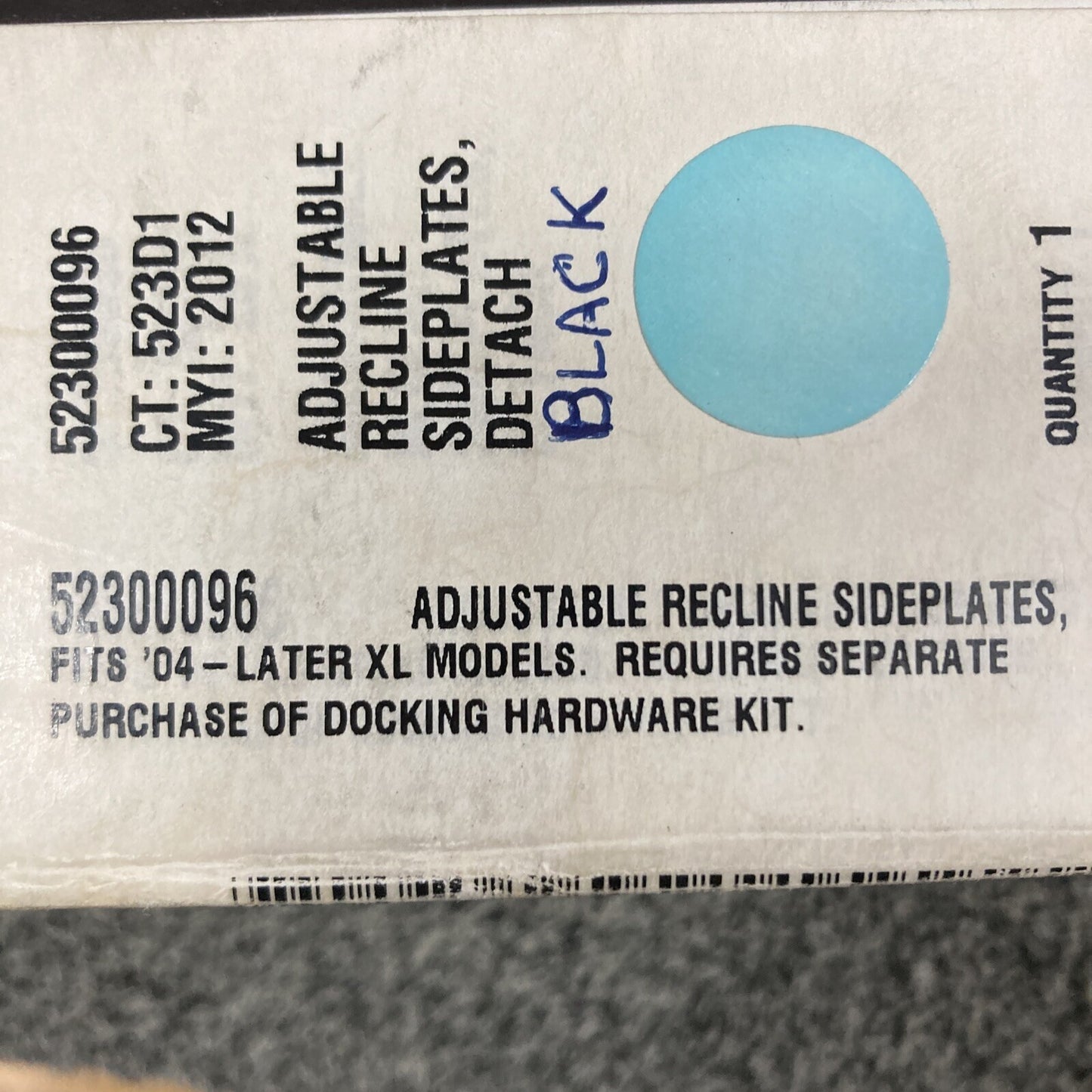 NEW GENUINE HARLEY DAVIDSON 52300096 ADJUSTABLE RECLINE SIDEPLATES DETACH BLACK