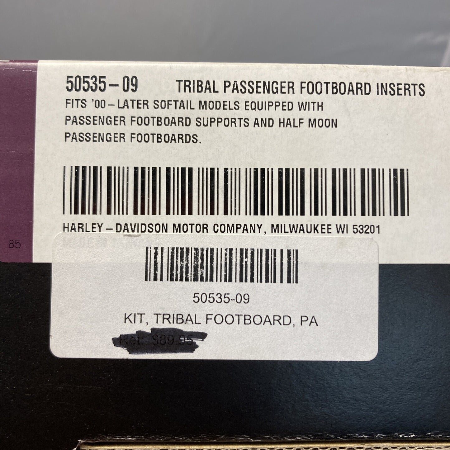 NEW GENUINE HARLEY DAVIDSON 50535-09 TRIBAL PASSENGER FOOTBOARD INSERTS