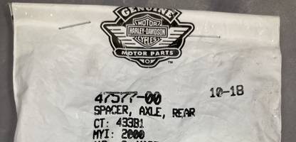 ONE NEW GENUINE HARLEY DAVIDSON 47577-00 SPACER AXLE REAR