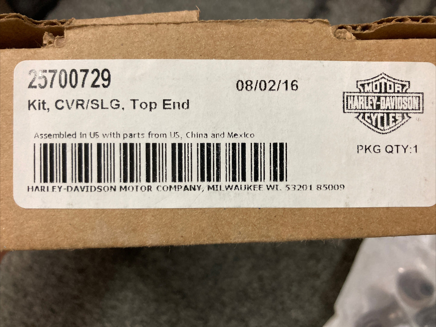 NEW GENUINE HARLEY DAVIDSON 25700729 KIT,CVR/SLG,TOP END