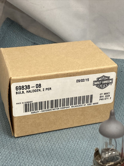 QTY 2 NEW GENUINE HARLEY-DAVIDSON 69838-08 HALOGEN BULBS