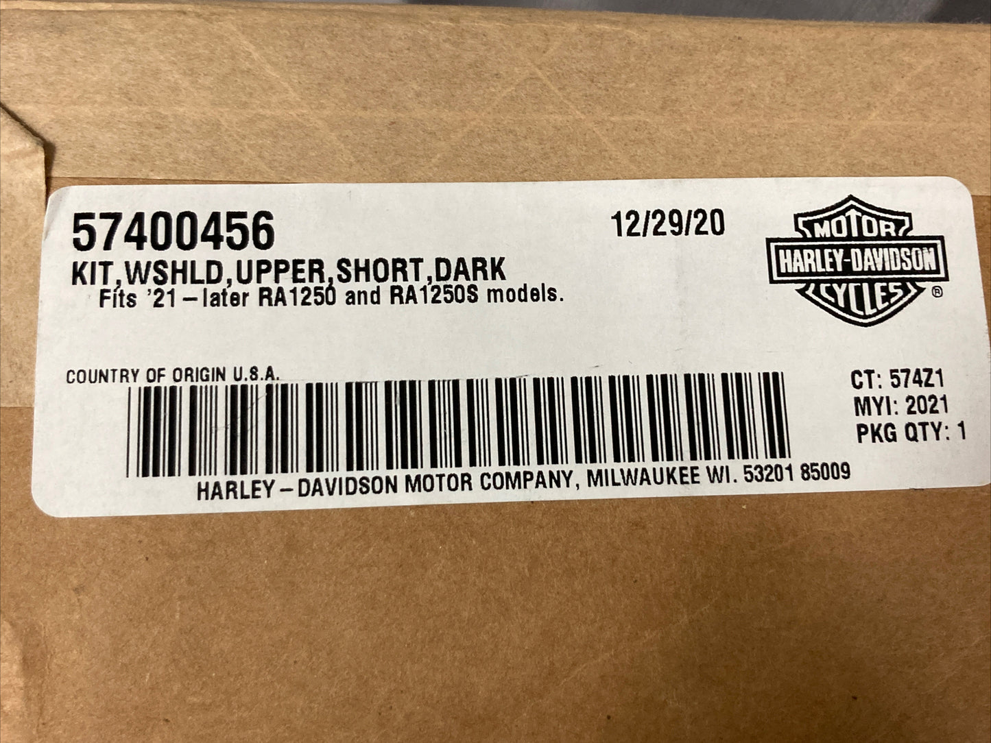 NEW GENUINE HARLEY DAVIDSON 57400456 KIT WINDSHIELD UPPER SHORT DARK