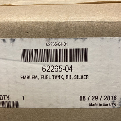 NEW HARLEY DAVIDSON 62265-04 EMBLEM, FUELTANK, RH, SILVER