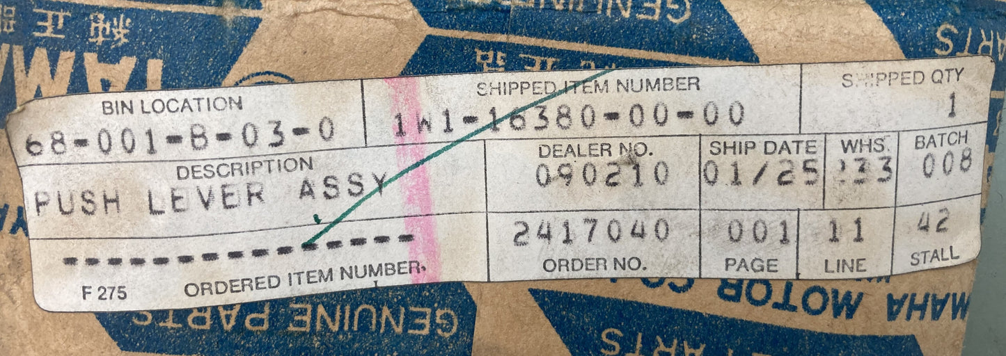 New Genuine Yamaha 1w1-16380-00-00 Push Lever Assembly