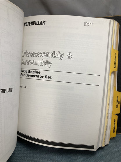 GENUINE CATERPILLAR SENR2557 SERVICE MANUAL 3406 & 3406B GENERATOR SET ENGINES