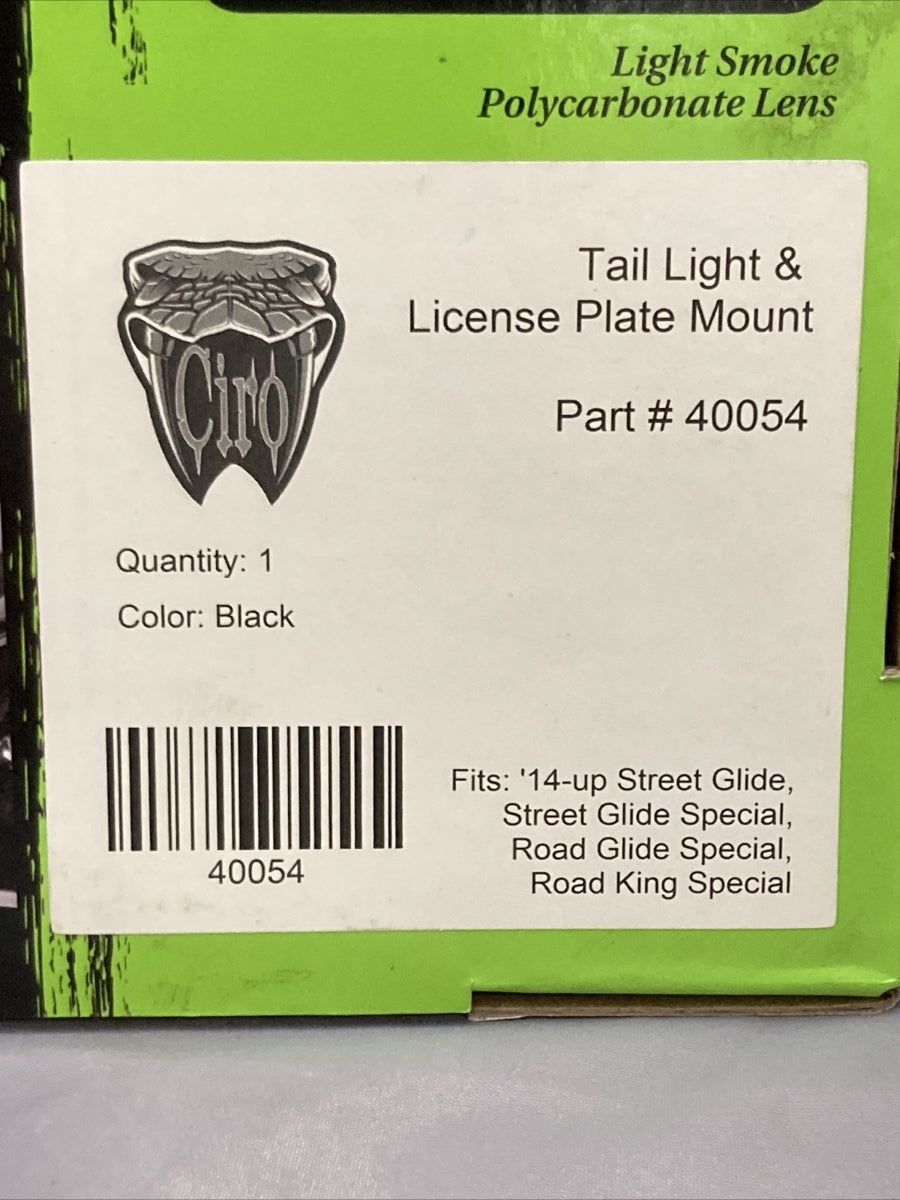 NEW CIRO 40054 TAIL LIGHT & LICENSE PLATE MOUNT BLACK 14-UP STREET GLIDE